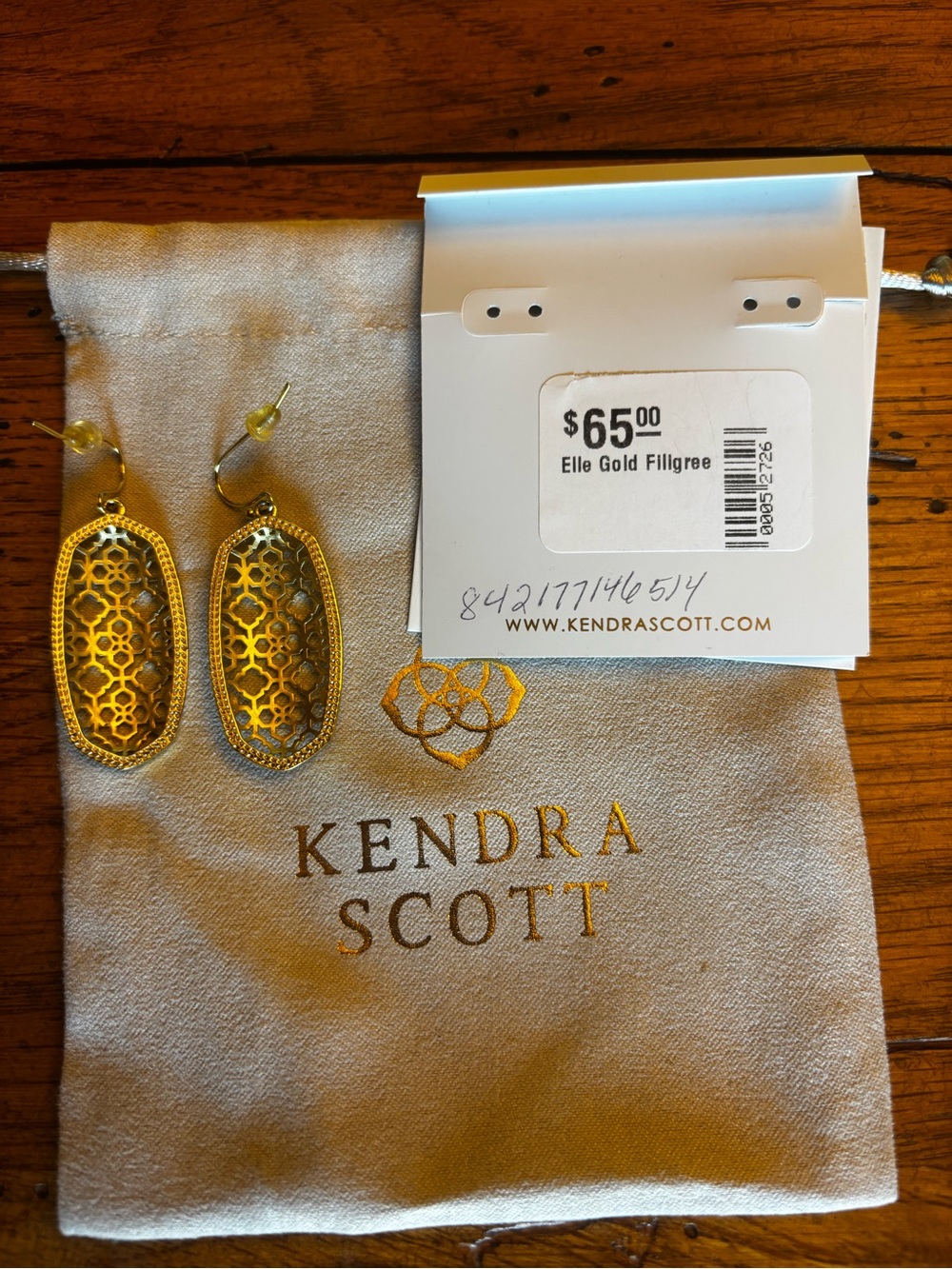 Kendra Scott Gold Filigree Drop Earrings - Picture 4 of 4